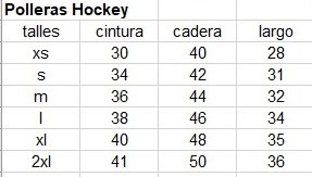 Talles Polerras Hockey